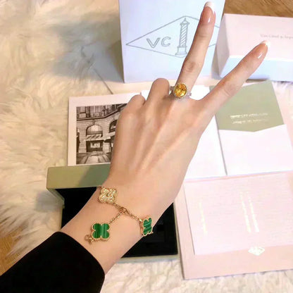 [Rose Tomorrow] CLOVER 5 MOTIF MALACHITE BRACELET COLLECTION