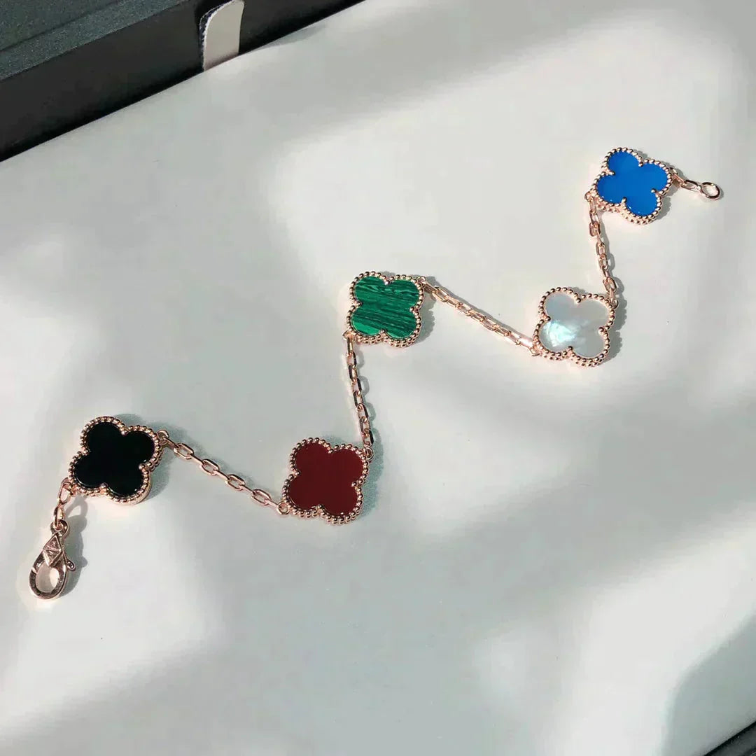 [Rose Tomorrow]CLOVER 5 MOTIFS MULTICOLOR BRACELET