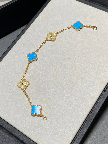 [Rose Tomorrow] CLOVER 5 MOTIF BLUE AGATE BRACELET COLLECTION