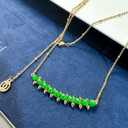 [Rose Tomorrow]New Arrival: Green Bead Rivet Necklace