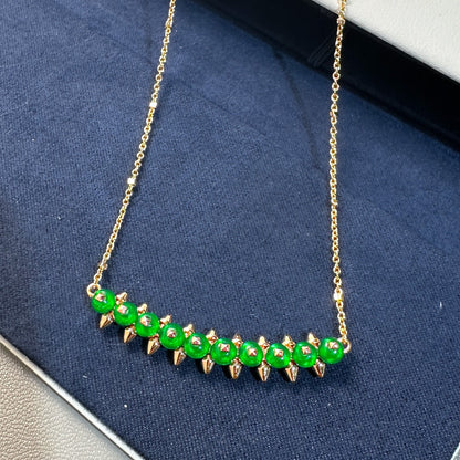 [Rose Tomorrow]New Arrival: Green Bead Rivet Necklace