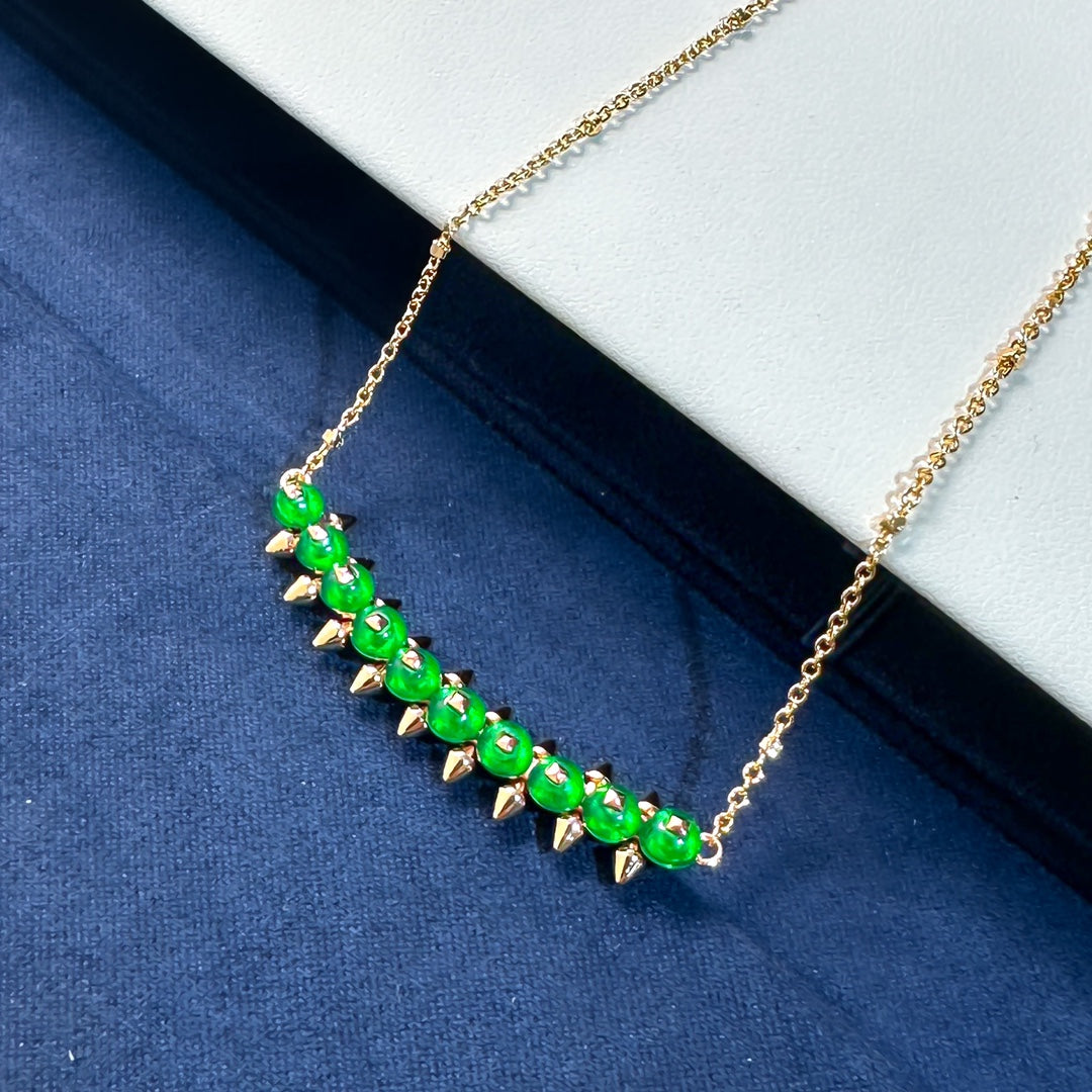 [Rose Tomorrow]New Arrival: Green Bead Rivet Necklace