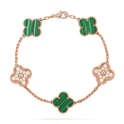 [Rose Tomorrow] CLOVER 5 MOTIF MALACHITE BRACELET COLLECTION