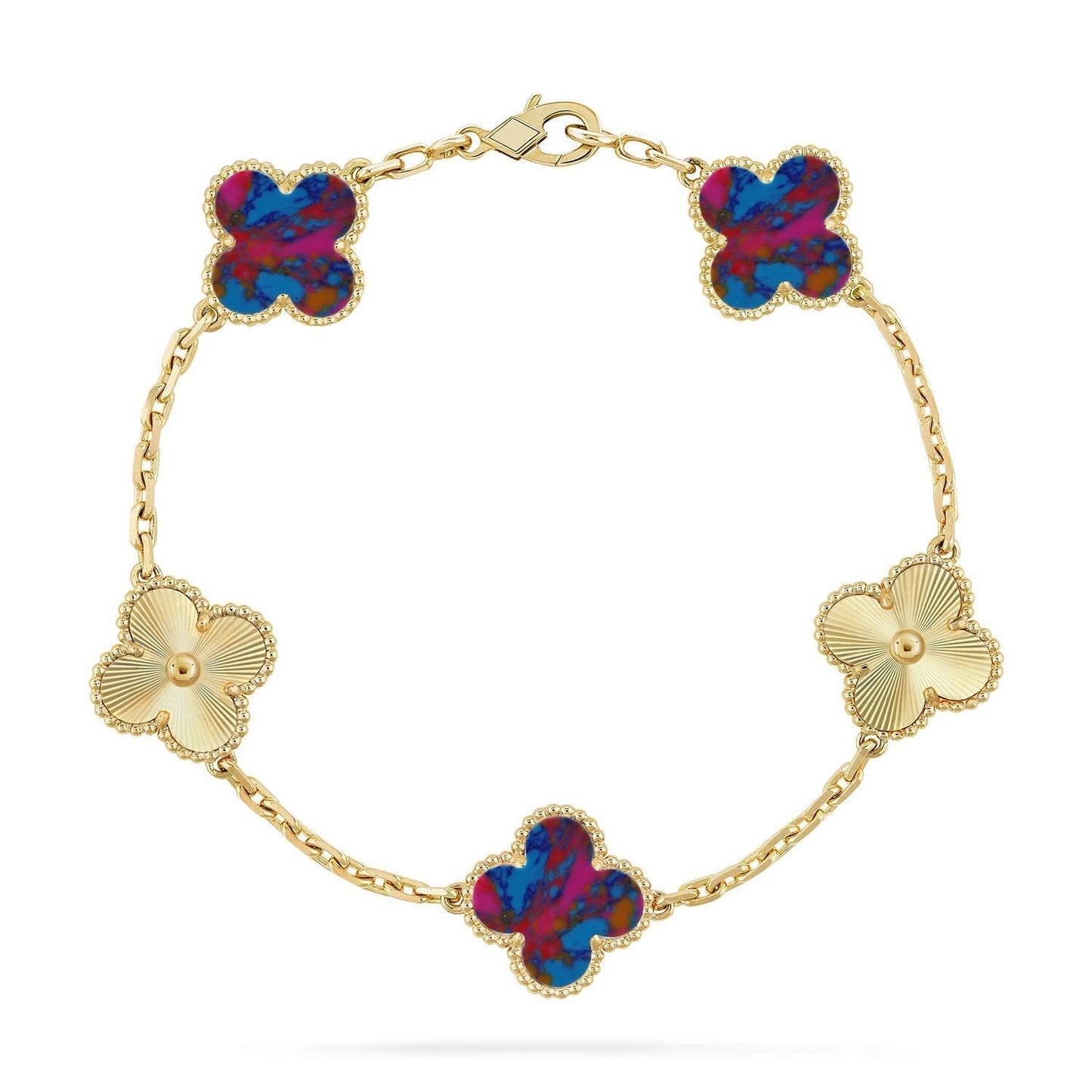 [Rose Tomorrow]CLOVER 5 MOTIF COLOR GEMSTONES BRACELET COLLECTION