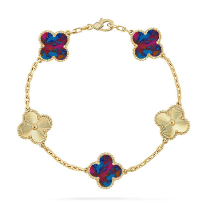 [Rose Tomorrow]CLOVER 5 MOTIF COLOR GEMSTONES BRACELET COLLECTION