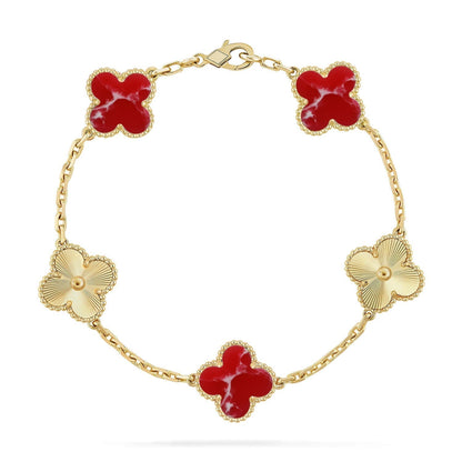 [Rose Tomorrow]CLOVER 5 MOTIF RED PATTERN BRACELET COLLECTION