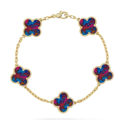 [Rose Tomorrow]CLOVER 5 MOTIF COLOR GEMSTONES BRACELET COLLECTION