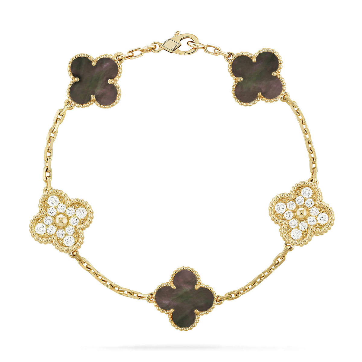 [Rose Tomorrow] CLOVER 5 MOTIF GRAY MOP BRACELET COLLECTION