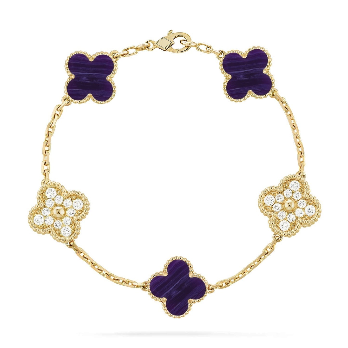 [Rose Tomorrow]CLOVER 5 MOTIF PURPLE STRIPES BRACELET COLLECTION