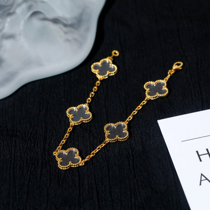 [Rose Tomorrow]CLOVER 5 MOTIF ROCK CRYSTAL BRACELET