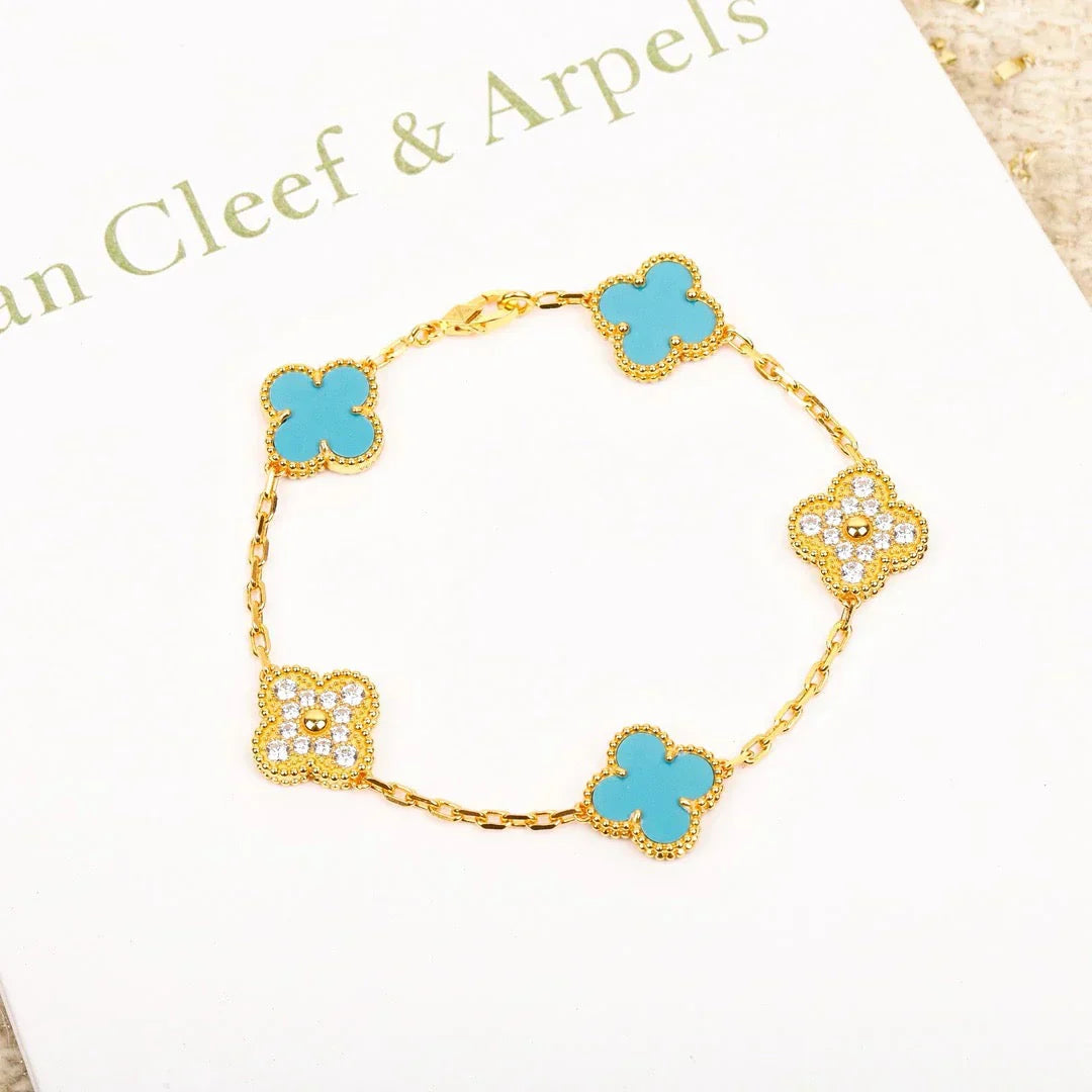 [Rose Tomorrow] CLOVER 5 MOTIF TURQUOISE BRACELET COLLECTION