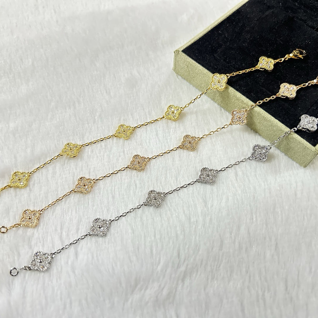 [Rose Tomorrow]CLOVER 6 MOTIF DIAMOND BRACELET