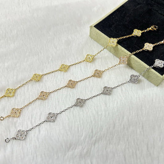 [Rose Tomorrow]CLOVER 6 MOTIF DIAMOND BRACELET