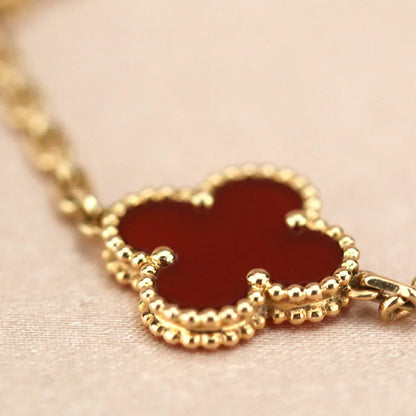 [Rose Tomorrow] CLOVER 5 MOTIF RED CORNELIAN BRACELET COLLECTION