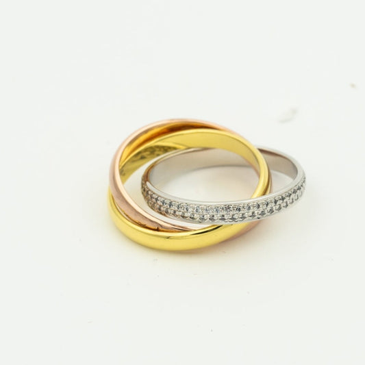 [Rose Tomorrow Jewelry]TRINITY RING GOLD PINK GOLD SILVER DIAMONDS