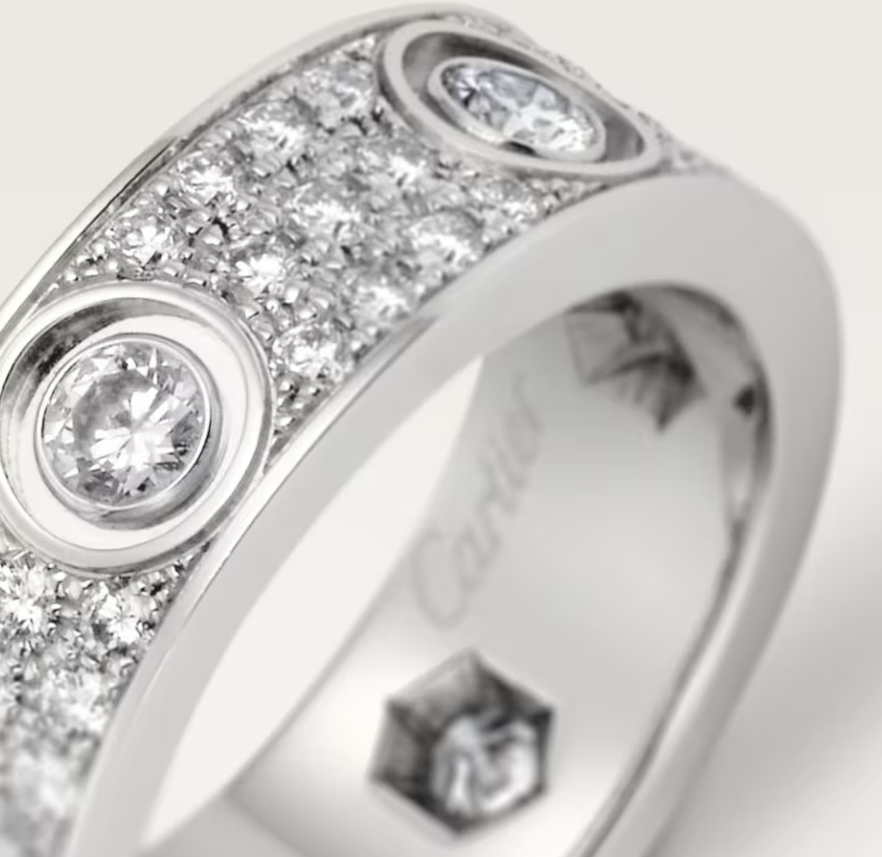 [Rose Tomorrow]LOVE RING 6.5MM Full Diamond, 6 Major Diamonds Silver