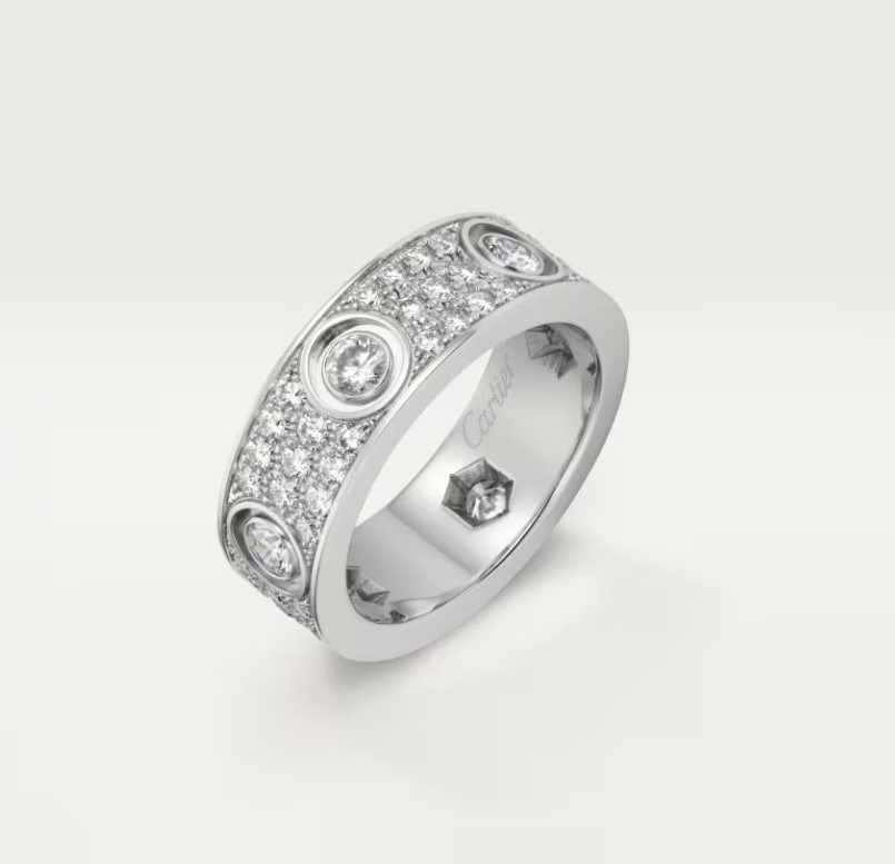 [Rose Tomorrow]LOVE RING 6.5MM Full Diamond, 6 Major Diamonds Silver