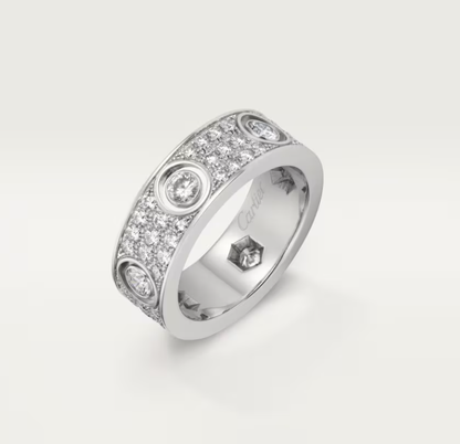 [Rose Tomorrow]LOVE RING 6.5MM Full Diamond, 6 Major Diamonds Silver