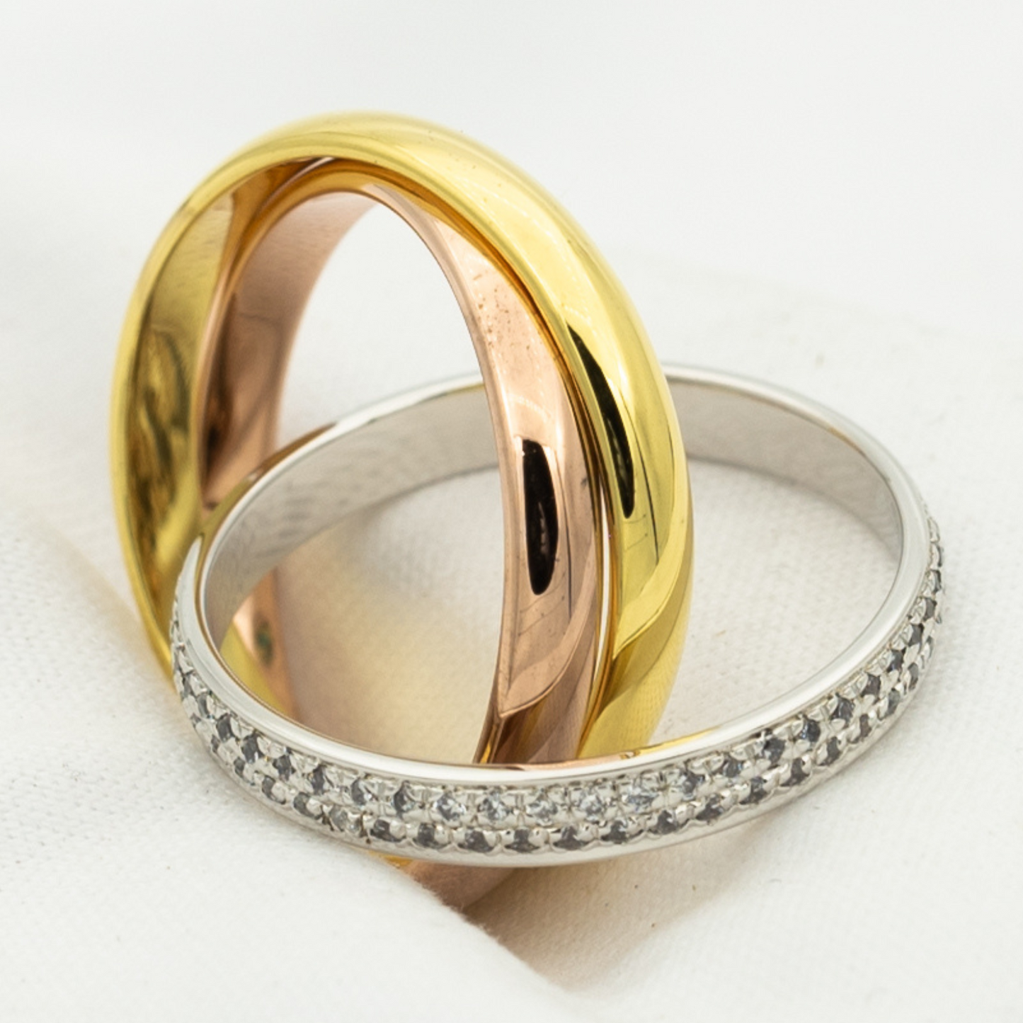 [Rose Tomorrow Jewelry]TRINITY RING GOLD PINK GOLD SILVER DIAMONDS
