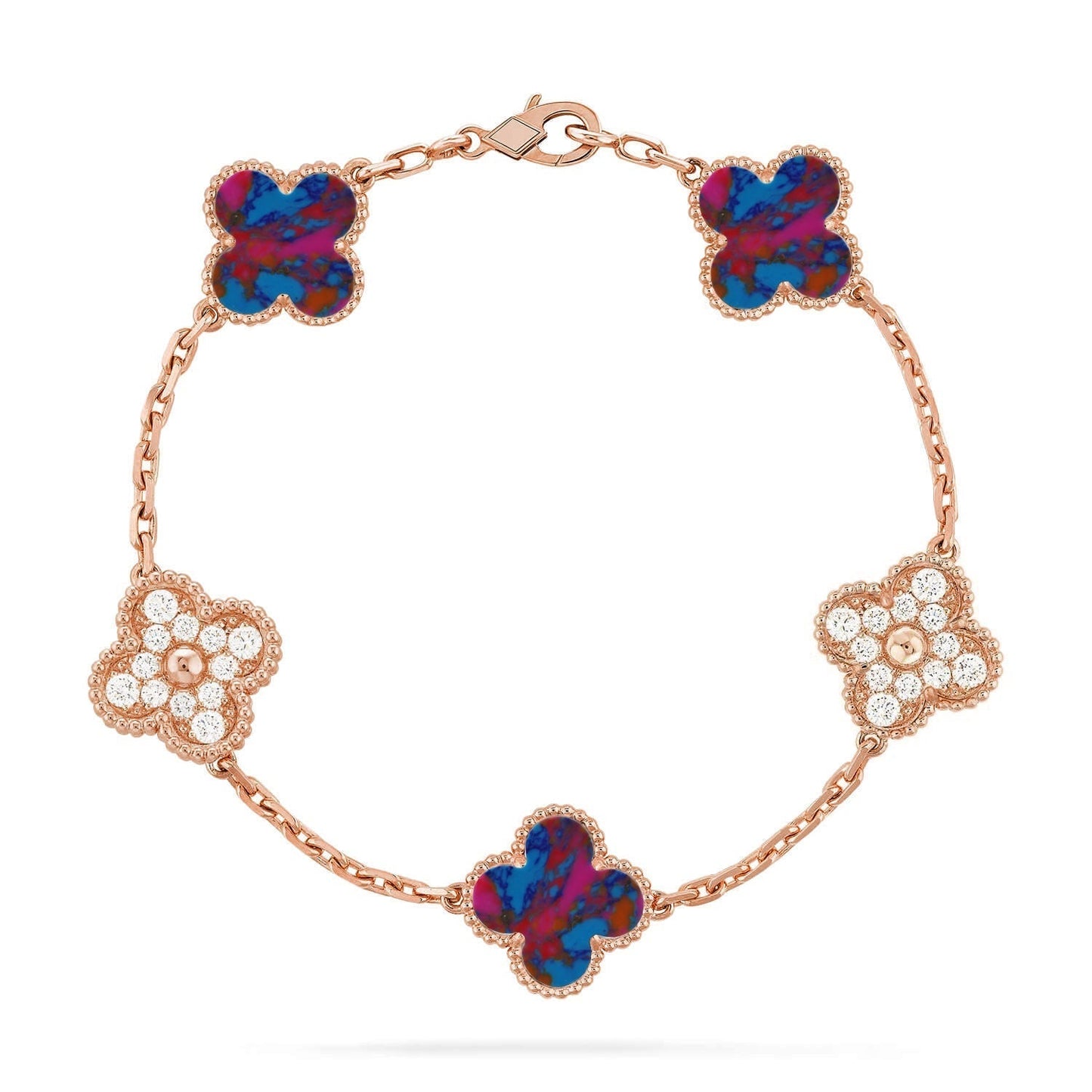 [Rose Tomorrow]CLOVER 5 MOTIF COLOR GEMSTONES BRACELET COLLECTION