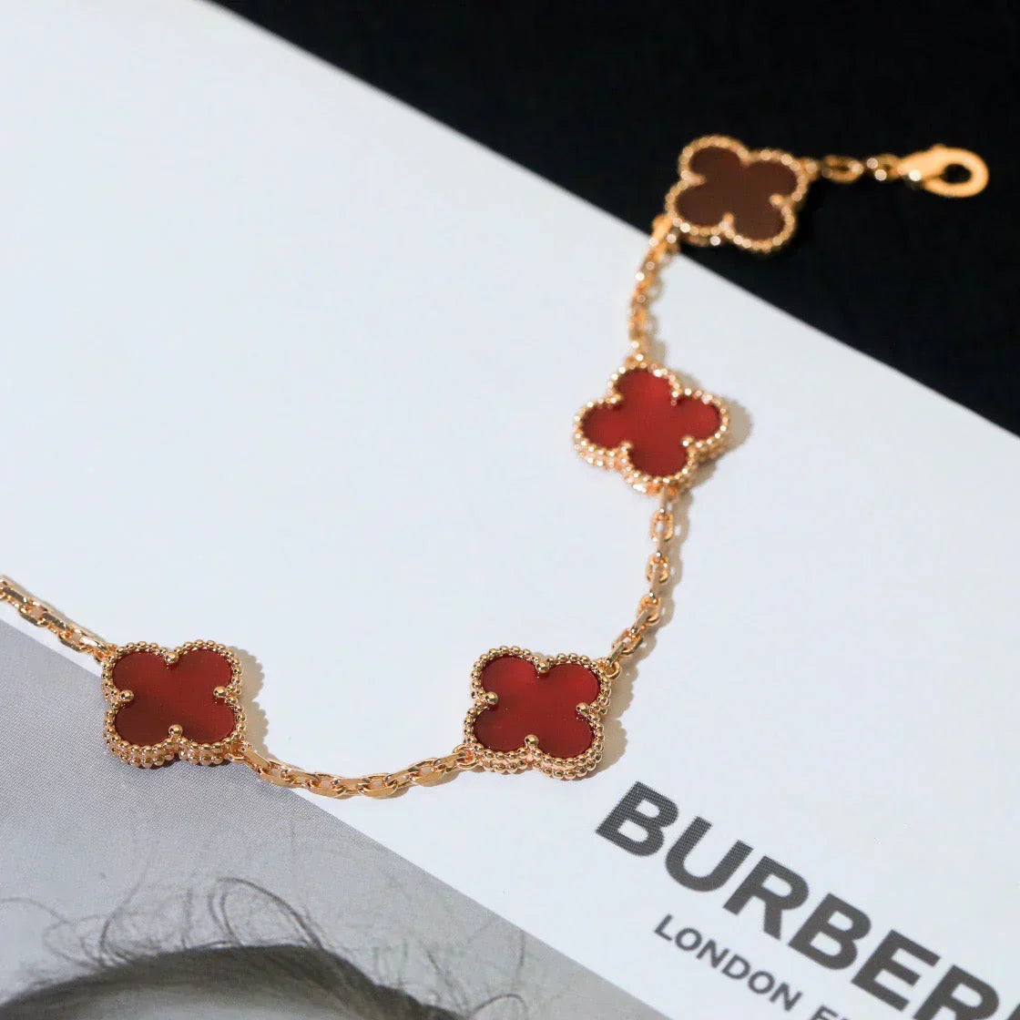 [Rose Tomorrow] CLOVER 5 MOTIF RED CORNELIAN BRACELET COLLECTION